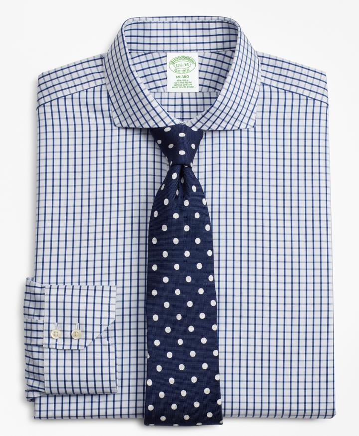 Brooks Brothers Men's Extra Slim Fit Slim Fit  Dress Shirt, Non-iron Windowpane