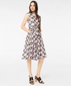 Brooks Brothers Floral-embroidered Striped Cotton-silk Jacquard Dress