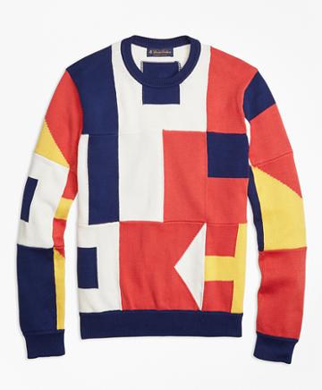 Brooks Brothers Supima Cotton Signal Flag Crewneck Sweater