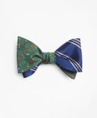 Brooks Brothers Men's Framed Split Stripe With Lucky Motif Reversible Bow Tie