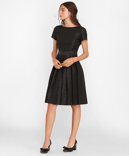 Brooks Brothers Polka-dot Jacquard Pleated Dress