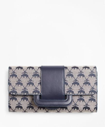 Brooks Brothers Leather-trimmed Logo Jacquard Envelope-flap Wallet