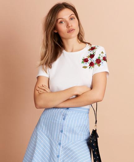 Brooks Brothers Floral-embroidered T-shirt
