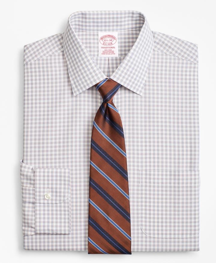 Brooks Brothers Men's Relaxed Fit Relaxed-fit Dress Shirt, Non-iron Framed Windowpane