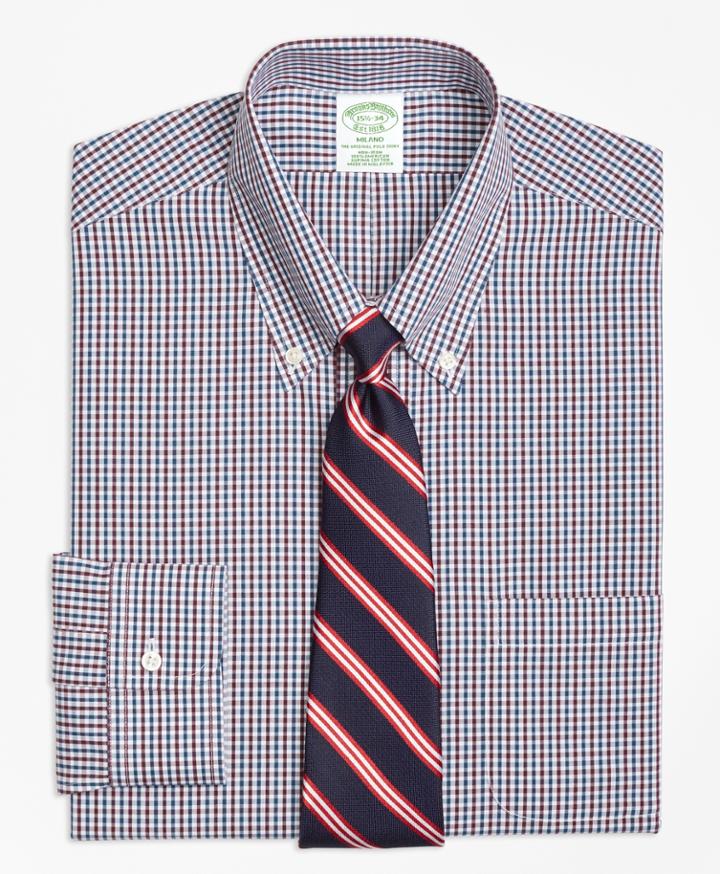 Brooks Brothers Men's Non-iron Extra Slim Fit Two-color Gingham Dress Shirt