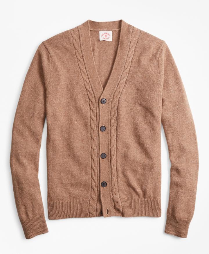 Brooks Brothers Men's Alpaca-blend Cable V-neck Cardigan