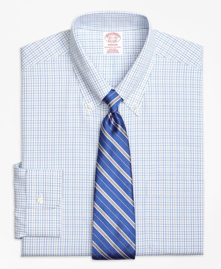 Brooks Brothers Men's Non-iron Regular Fit Alternating Tattersall Dress Shirt