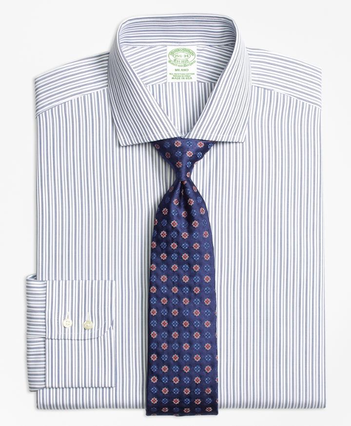 Brooks Brothers Men's Extra Slim Fit Alternating Track Stripe Dress Shirt