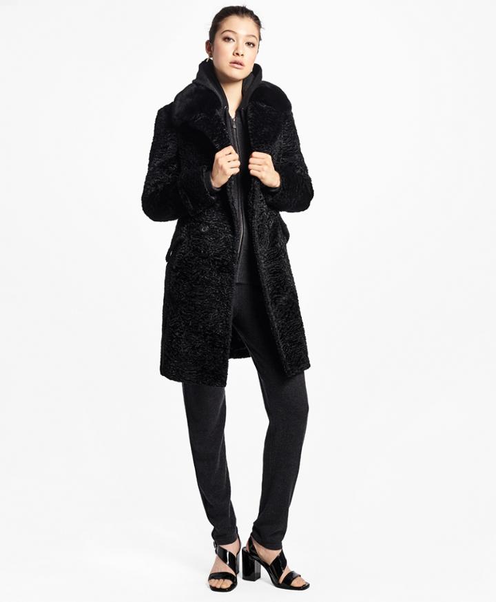 Brooks Brothers Women's Jacquard Faux Persian Lamb Coat