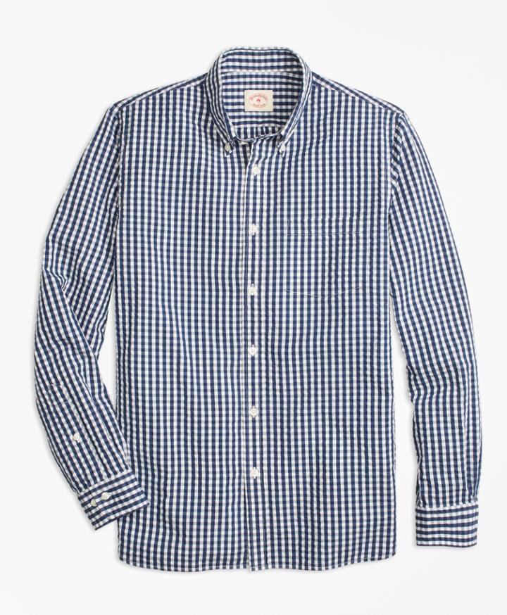 Brooks Brothers Men's Check Cotton Seersucker Sport Shirt