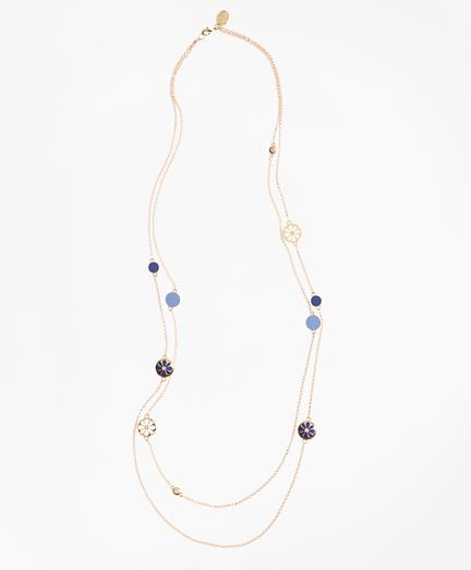 Brooks Brothers Long Two-strand Enamel Charm Necklace