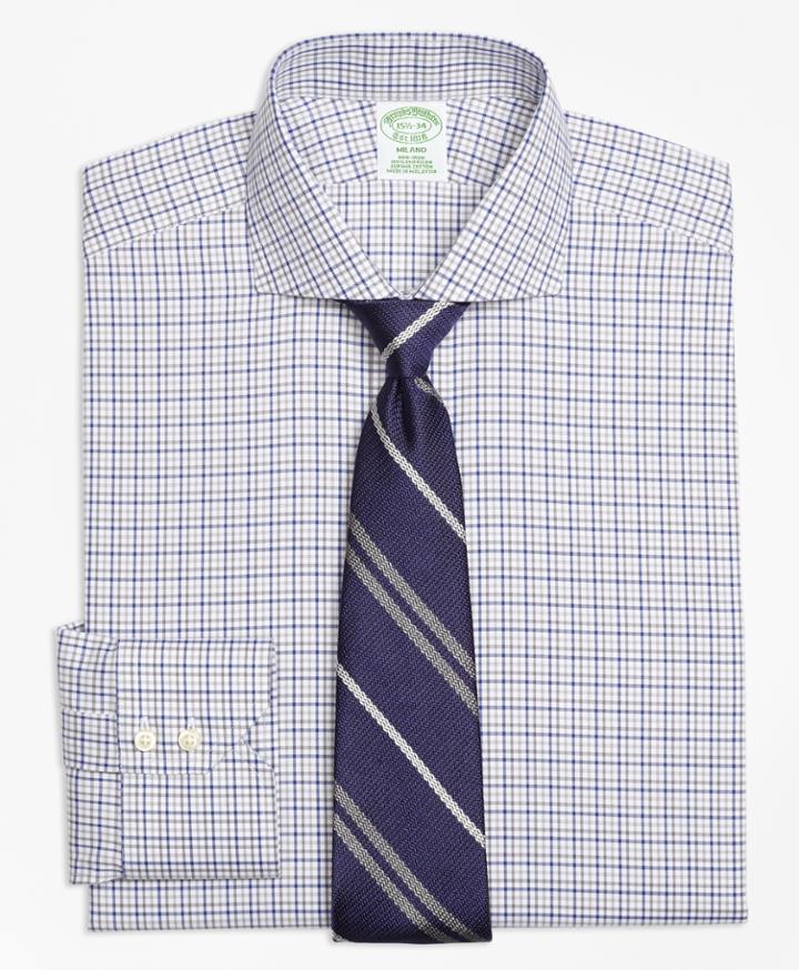 Brooks Brothers Men's Non-iron Extra Slim Fit Two-tone Windowpane Dress Shirt