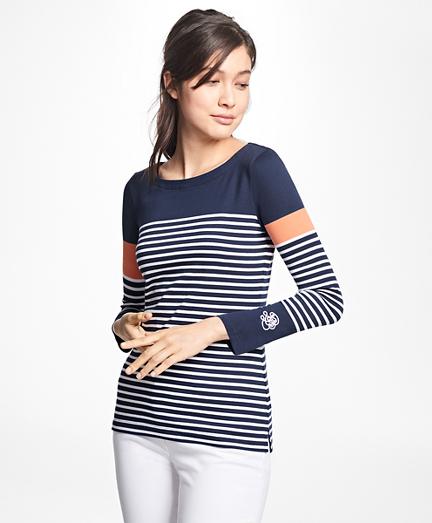 Brooks Brothers Striped Cotton Jersey Top
