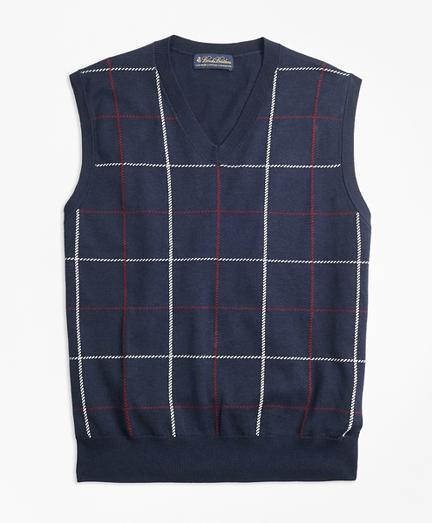 Brooks Brothers Cotton Cashmere Windowpane Vest