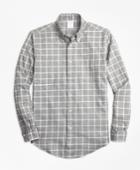 Brooks Brothers Men's Regent Fit Small Windowpane Flannel Sport Shirt