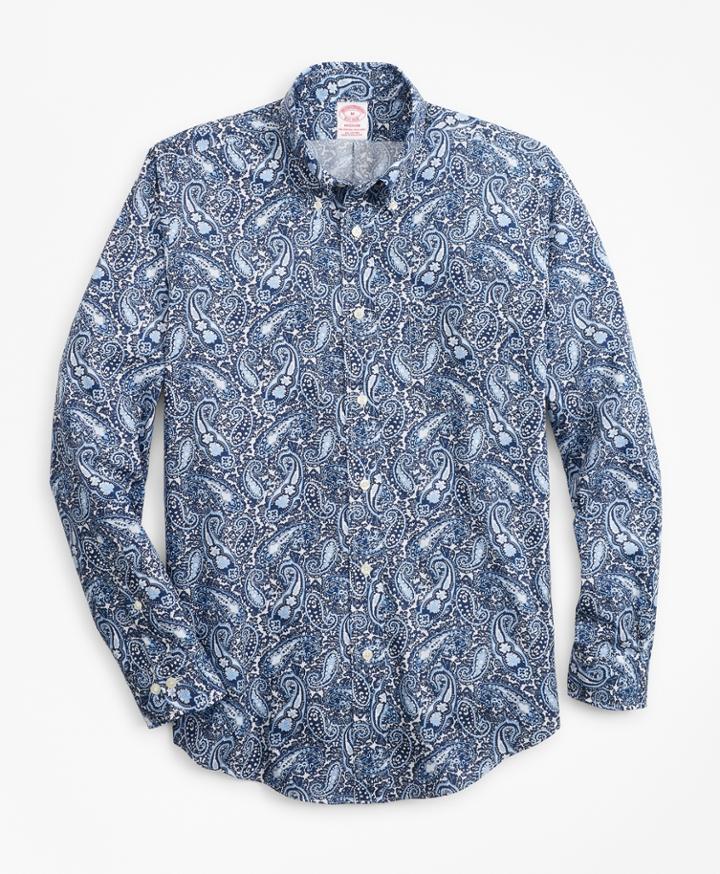 Brooks Brothers Men's Madison Fit Large Paisley Print Sport Shirt