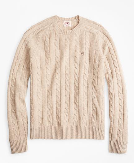 Brooks Brothers Cable-knit Wool-blend Crewneck Sweater