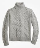 Brooks Brothers Men's Handknit Aran Diamond Cable Turtleneck