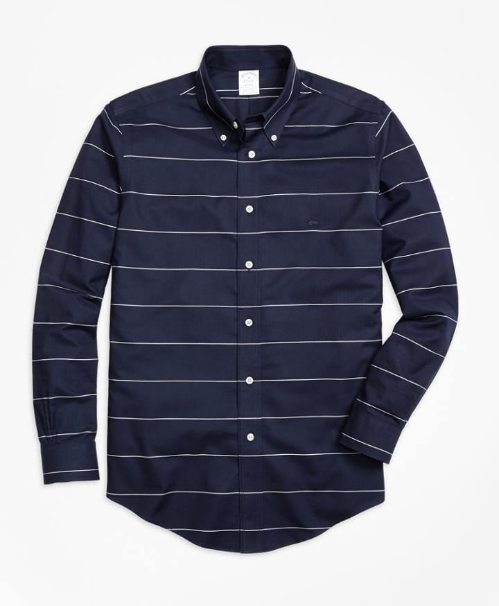 Brooks Brothers Men's Non-iron Regent Fit Horizontal Stripe Sport Shirt