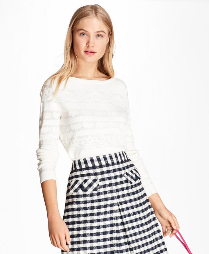 Brooks Brothers Women's Floral Jacquard Cotton Sweater