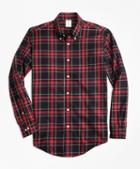 Brooks Brothers Non-iron Milano Fit Black Stewart Tartan Sport Shirt