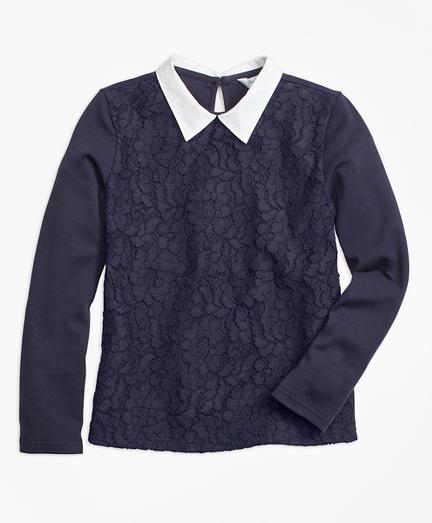 Brooks Brothers Poplin Collared Lace Top