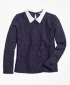 Brooks Brothers Poplin Collared Lace Top