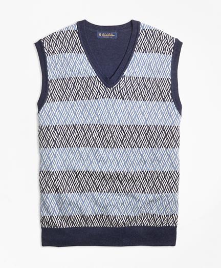 Brooks Brothers Textured Geometric Stitch Vest