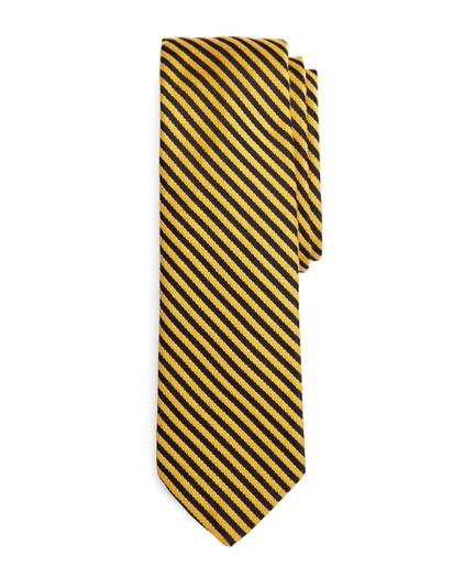 Brooks Brothers Gold And Navy Feeder Stripe Tie