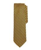 Brooks Brothers Gold And Navy Feeder Stripe Tie