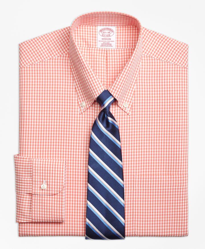 Brooks Brothers Men's Regular Fit Classic-fit Dress Shirt, Non-iron Dobby Gingham