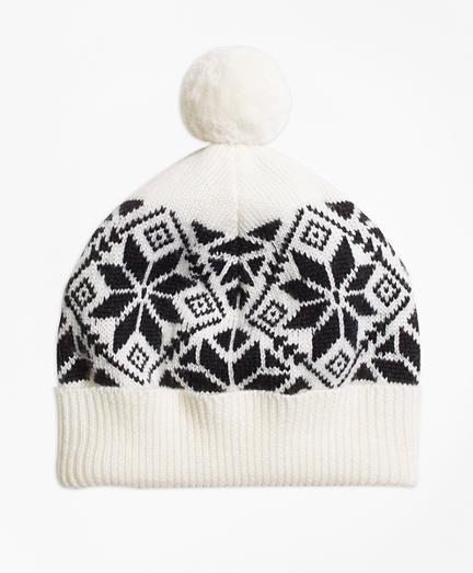Brooks Brothers Wool Blend Snowflake Fair Isle Pom Hat