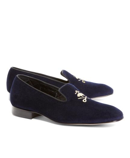 Brooks Brothers Velvet Fleece And Shears Slippers