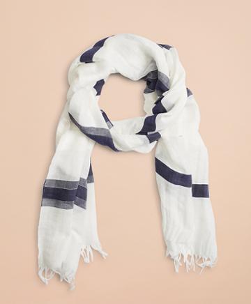 Brooks Brothers Striped Linen-cotton Scarf