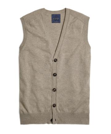 Brooks Brothers Cream Cashmere Button-front Vest