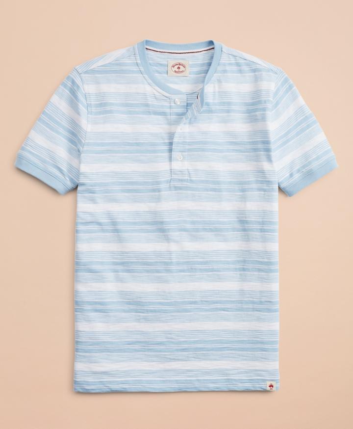 Brooks Brothers Men's Multi-stripe Slub Jersey Short-sleeve Henley