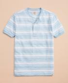 Brooks Brothers Men's Multi-stripe Slub Jersey Short-sleeve Henley