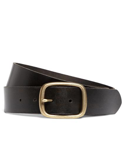 Brooks Brothers Distressed Leather Oval Buckle Belt
