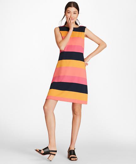 Brooks Brothers Block Striped Supima Cotton Interlock Shift Dress
