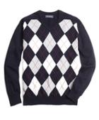 Brooks Brothers Cashmere Argyle V-neck Sweater
