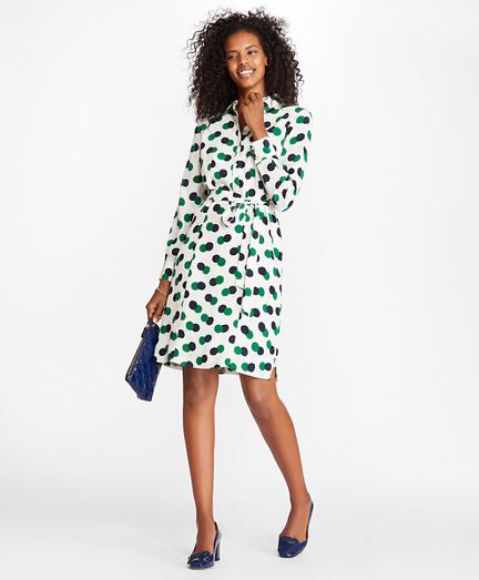 Brooks Brothers Halftone Dot-print Crepe Shirt Dress