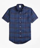 Brooks Brothers Men's Regent Fit Plaid Irish Linen Short-sleeve Sport Shirt