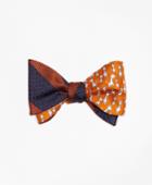 Brooks Brothers Men's Framed Textured Stripe With Giraffe Print Reversible Bow Tie