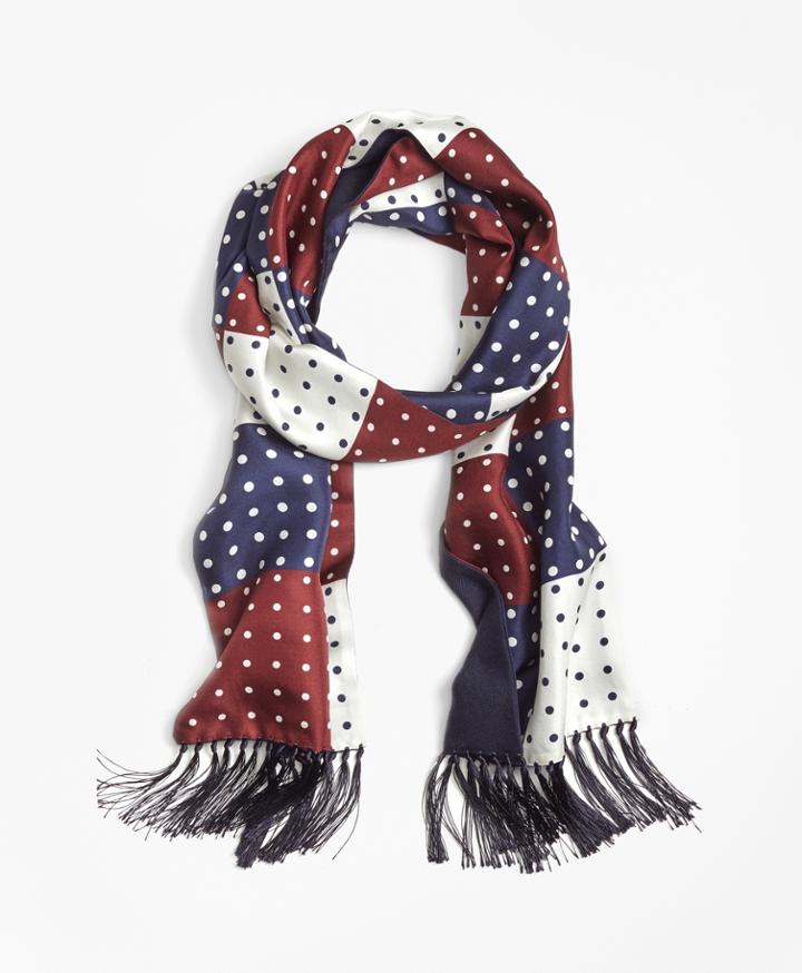 Brooks Brothers Men's Polka Dot Patchwork Scarf