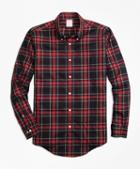 Brooks Brothers Non-iron Madison Fit Black Stewart Tartan Sport Shirt