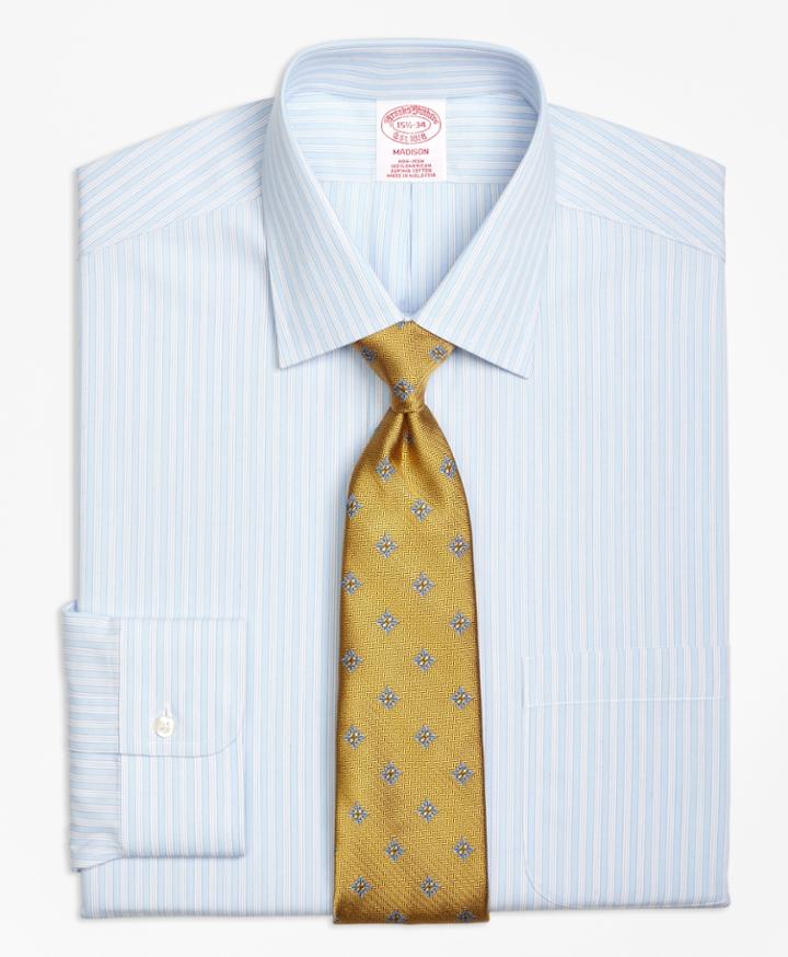 Brooks Brothers Men's Non-iron Regular Fit Micro Music Stripe Dress Shirt