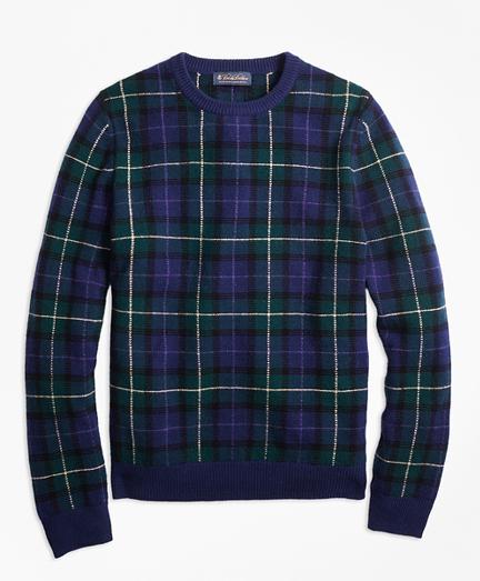 Brooks Brothers Merino Wool Black Watch Crewneck Sweater