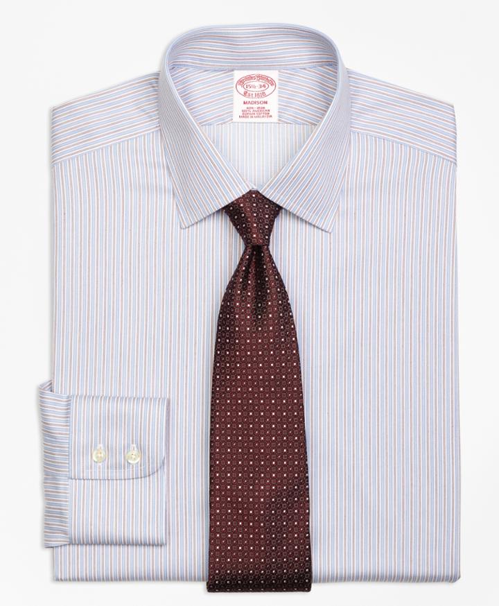 Brooks Brothers Men's Non-iron Regular Fit Alternating Split Stripe Dress Shirt