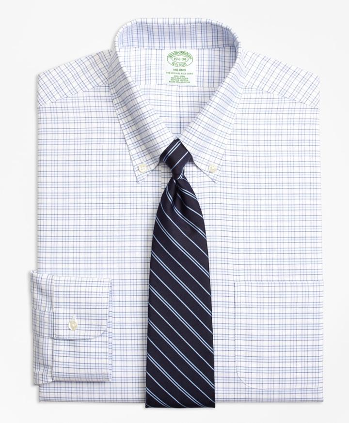 Brooks Brothers Men's Brookscool Extra Slim Fit Slim-fit Dress Shirt, Non-iron Triple Windowpane