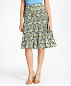 Brooks Brothers Floral-print Silk Godet Skirt